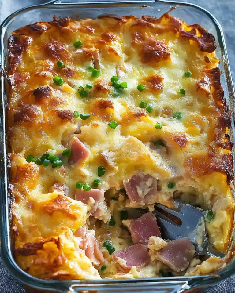 Easy Ham and Swiss Croissant Casserole