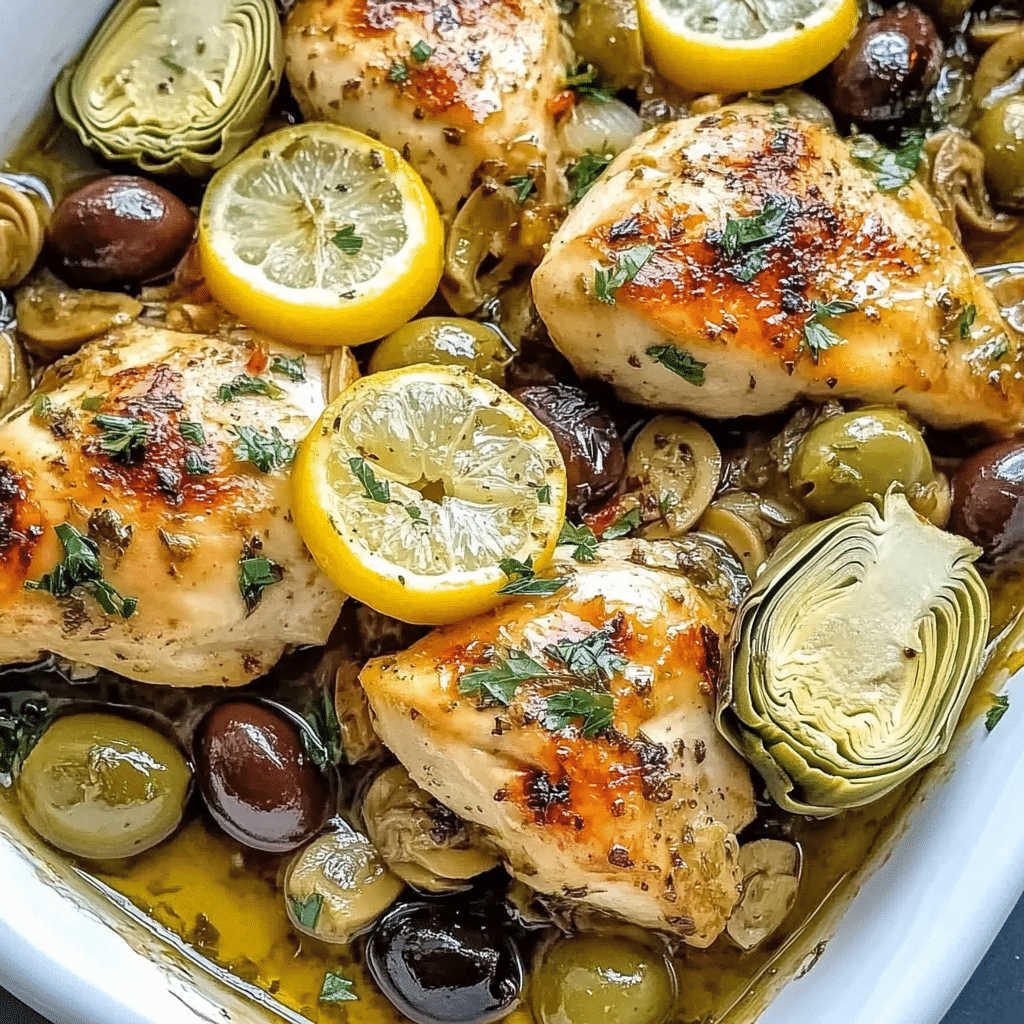 Mediterranean Lemon Chicken with Artichokes & Olives