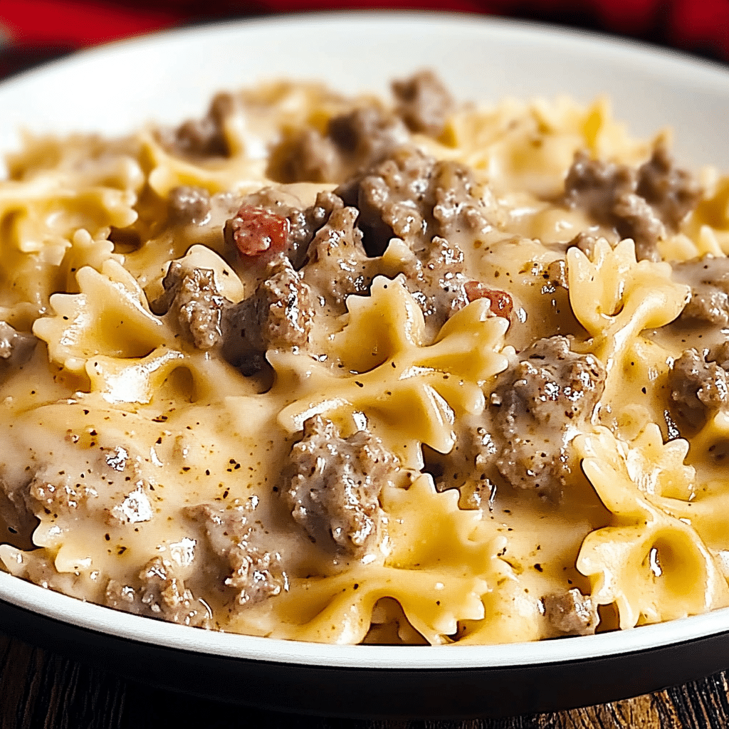 Creamy Velveeta Beef & Bowtie Pasta