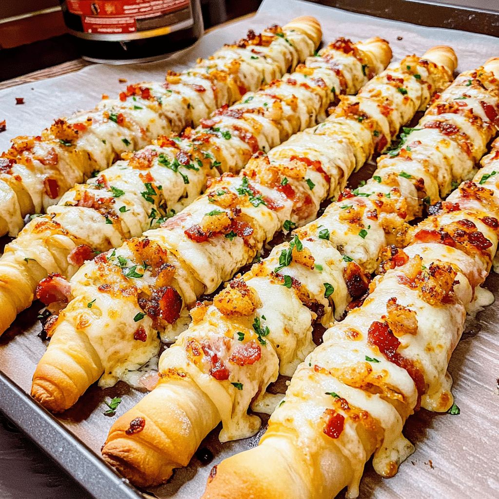 Garlic Butter Bacon Alfredo Pizza Twists