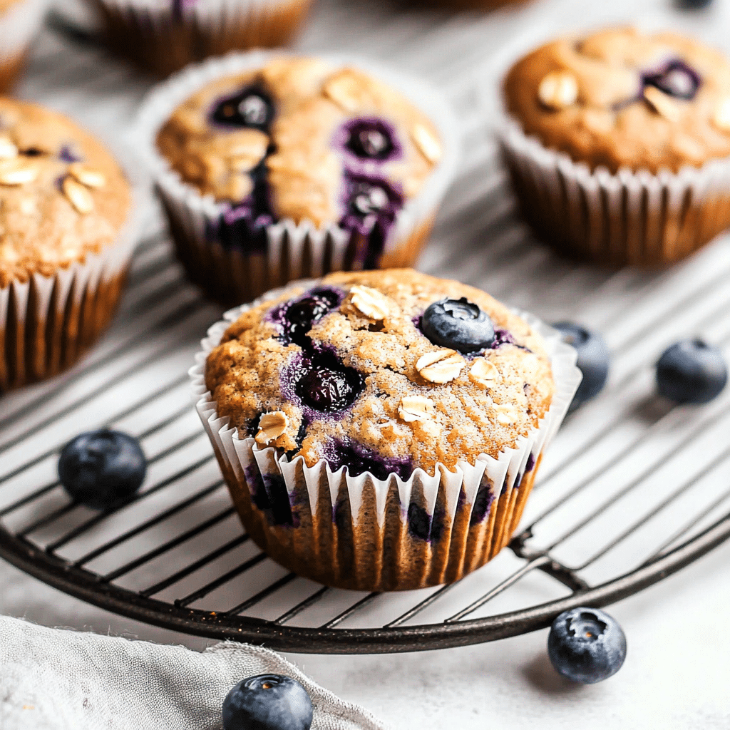 Healthy Blueberry Oatmeal Muffins