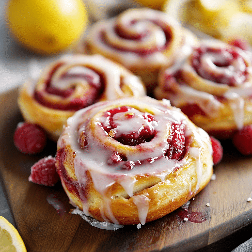 Raspberry Cinnamon Rolls with Lemon Glaze