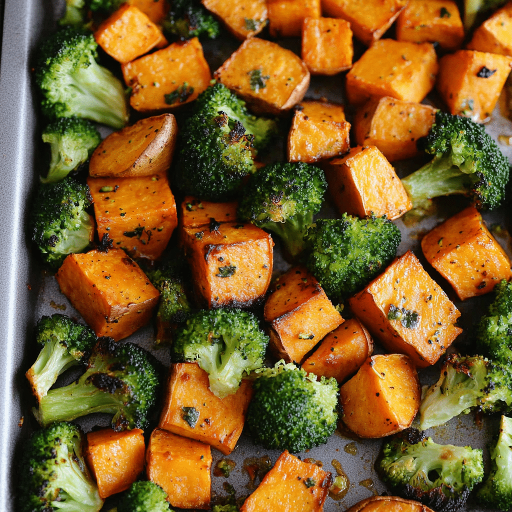 Roasted Broccoli and Sweet Potatoes