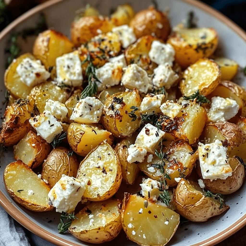 Roasted Potatoes with Baked Feta and Garlic