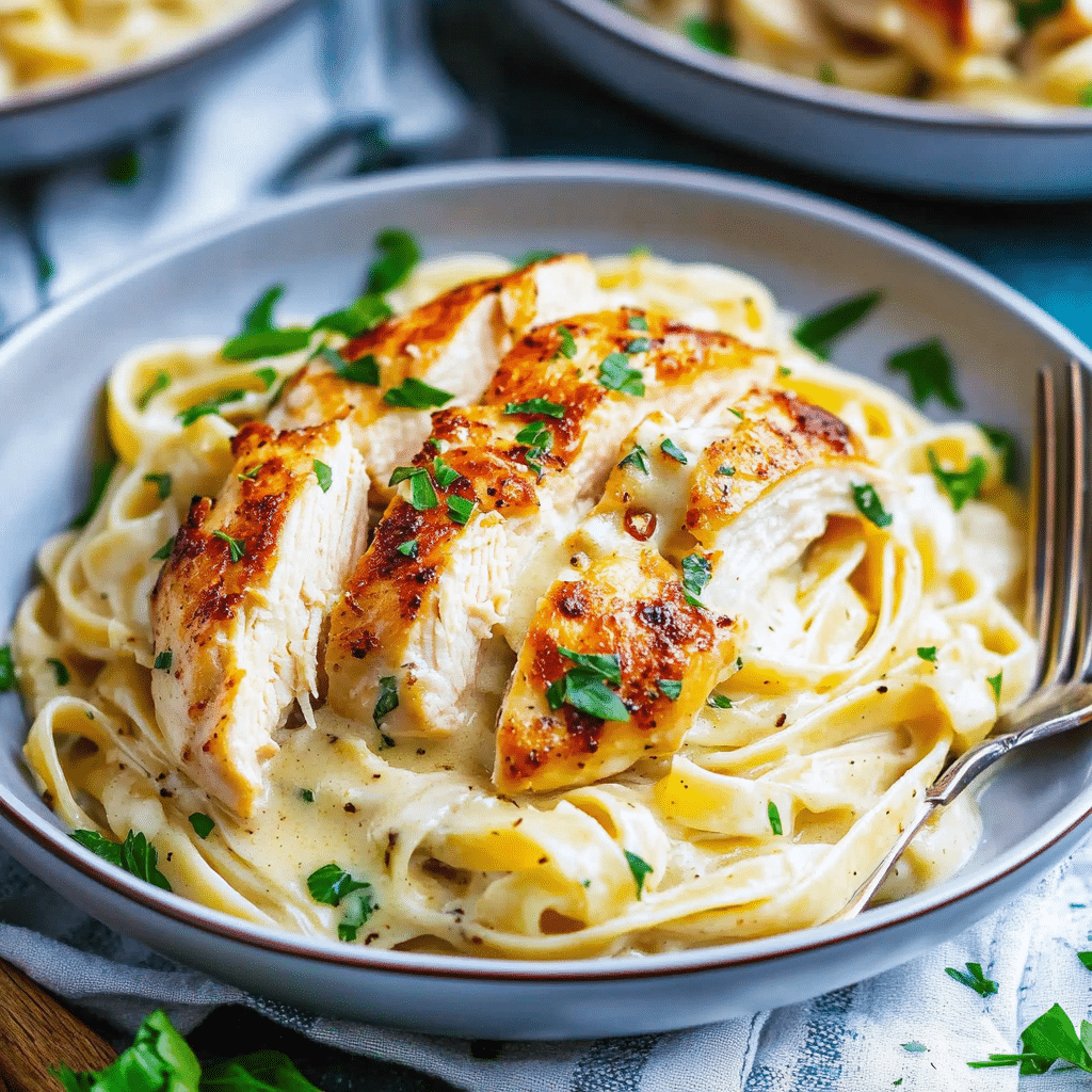 Skinny Low-Fat Chicken Fettuccine Alfredo