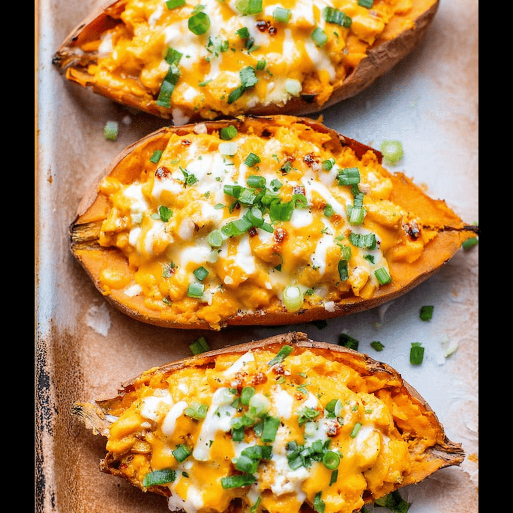 Chipotle Twice Baked Sweet Potatoes with Cheese