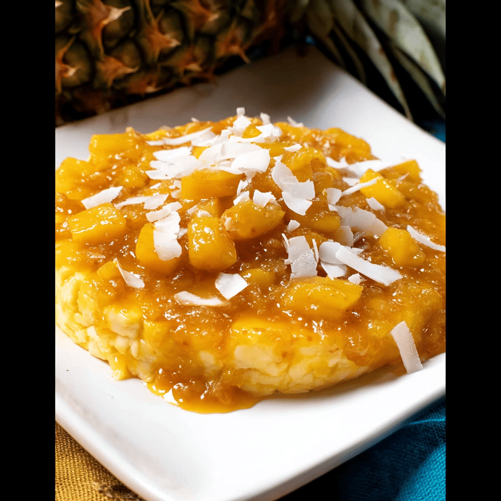 Hawaiian Style Baked Brie with Pineapple & Mango