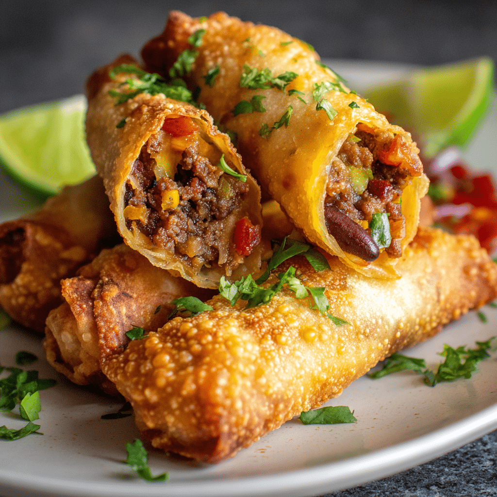 Mexican Eggrolls with Chorizo & Chipotle Beans