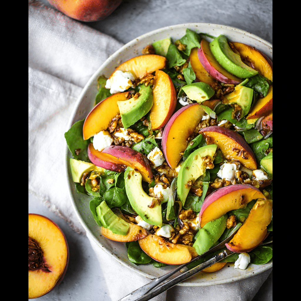 Summer Peach Salad with Avocado & Mozzarella