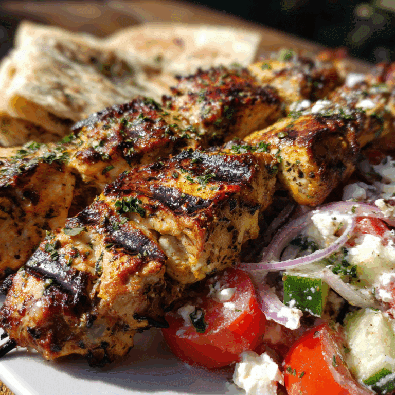 Air Fryer Chicken Souvlaki with Greek Salad