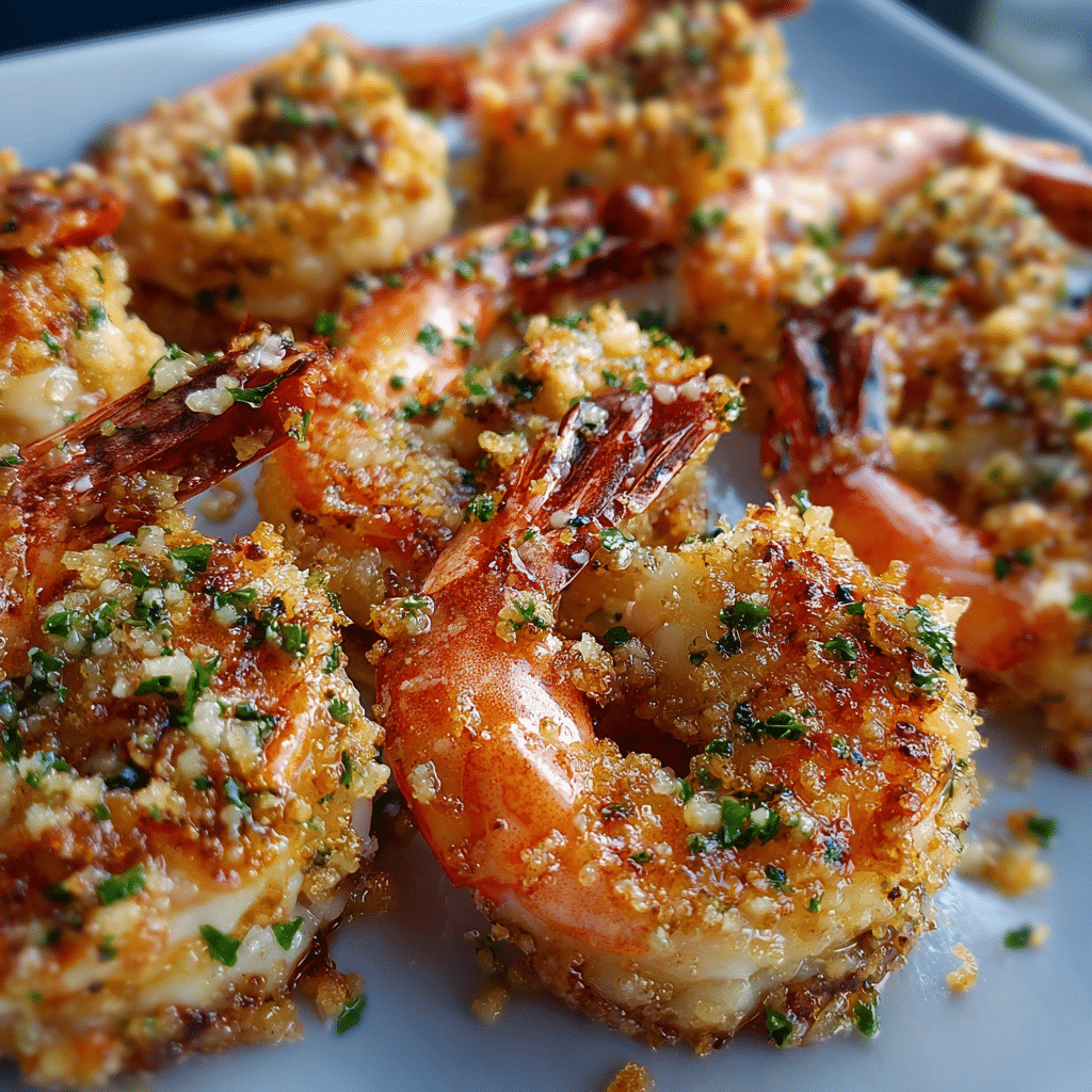 Crispy Baked Shrimp with Garlic Parmesan Topping