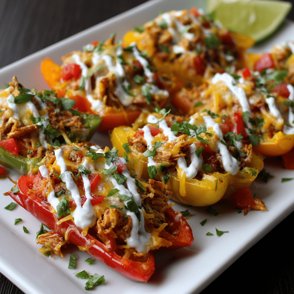 Healthy Chicken Nachos on Mini Bell Peppers