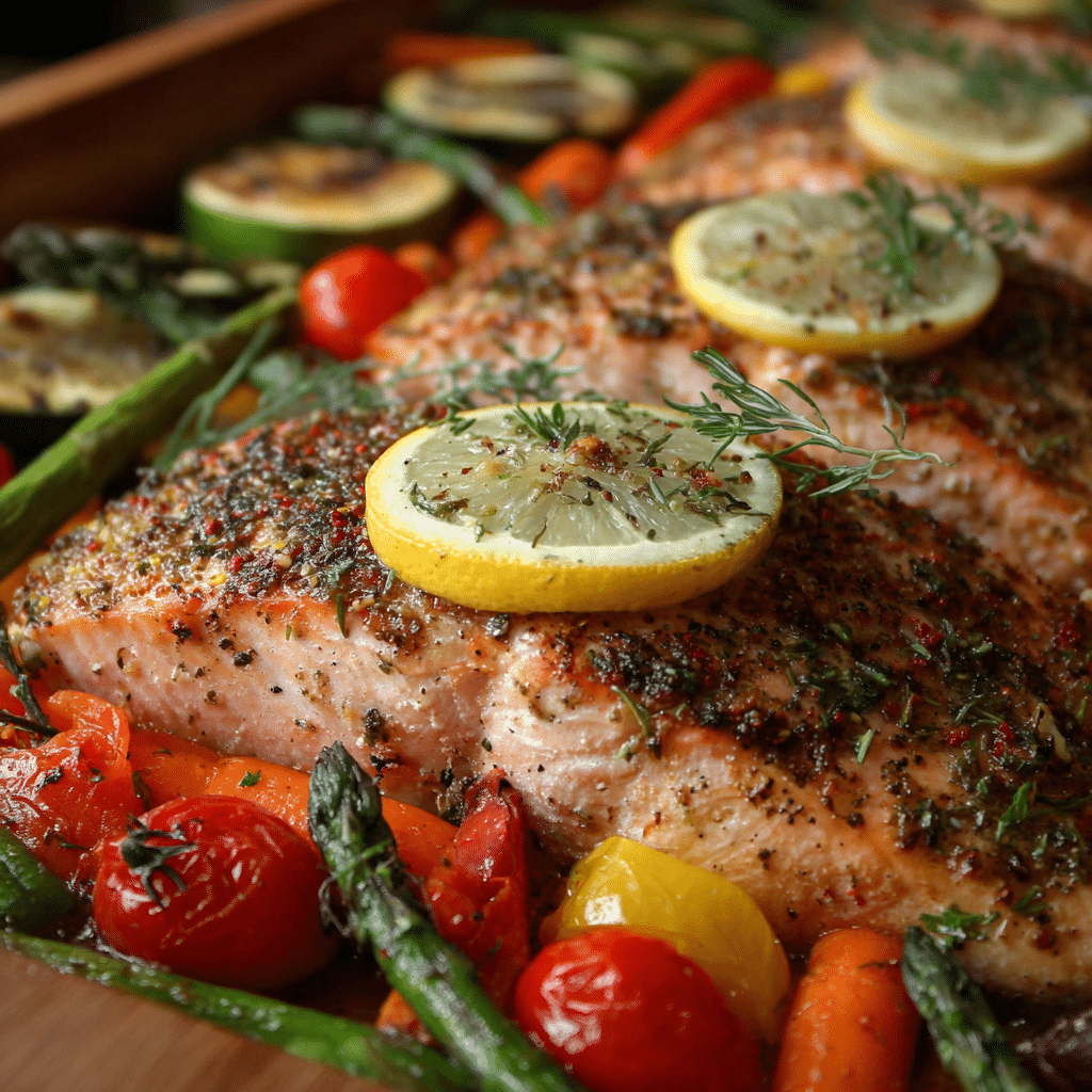 Lemon Herb Sheet Pan Salmon with Veggies