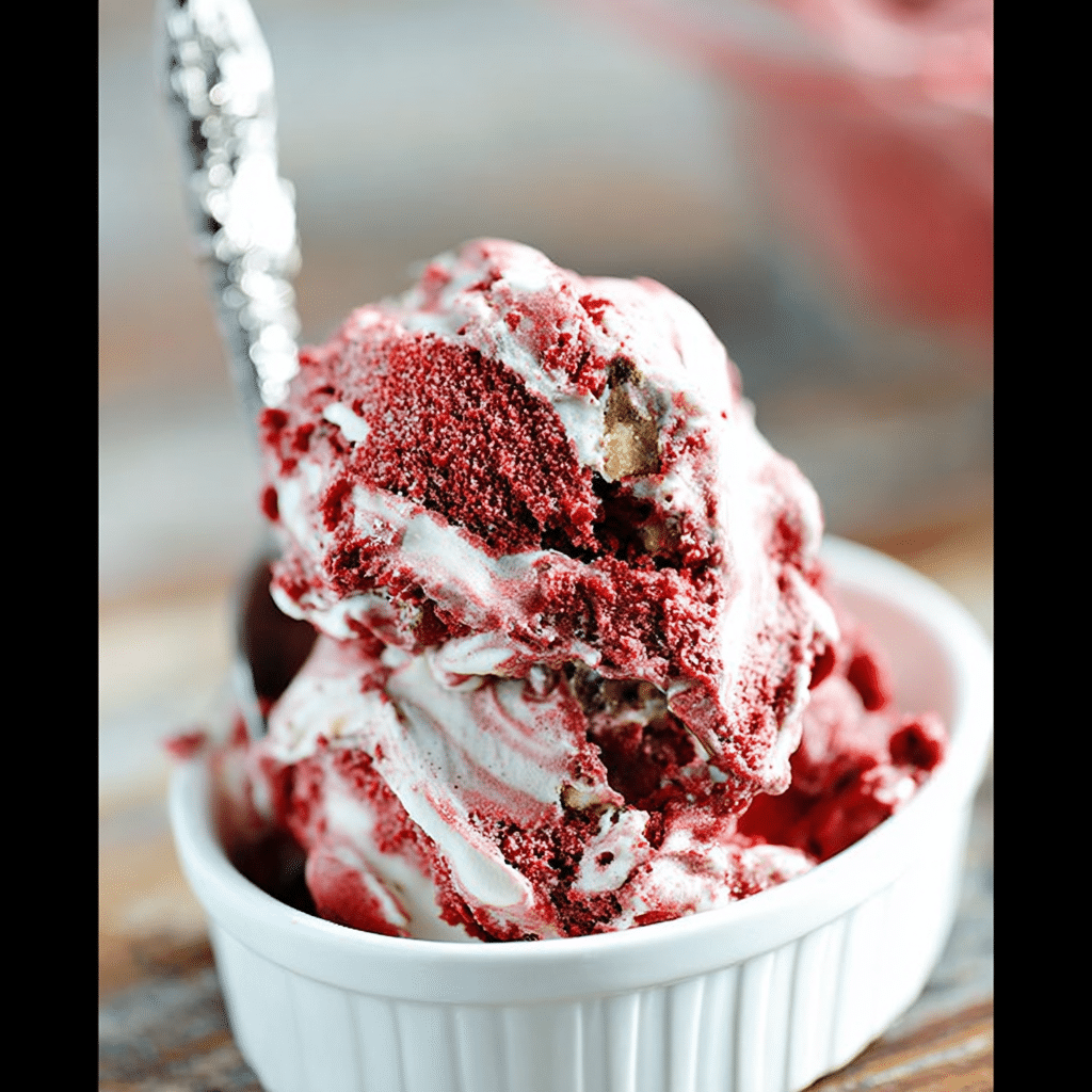 Red Velvet Ice Cream with Cream Cheese Swirl