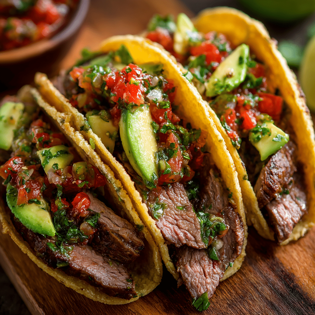 Steak Tacos with Fresh Salsa & Avocado