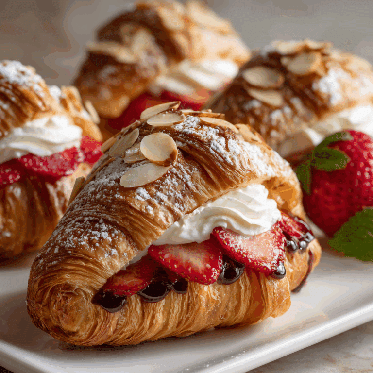 Strawberry Almond Cream Filled Croissants