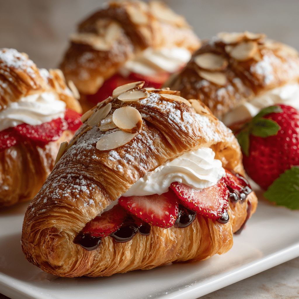 Strawberry Almond Cream Filled Croissants