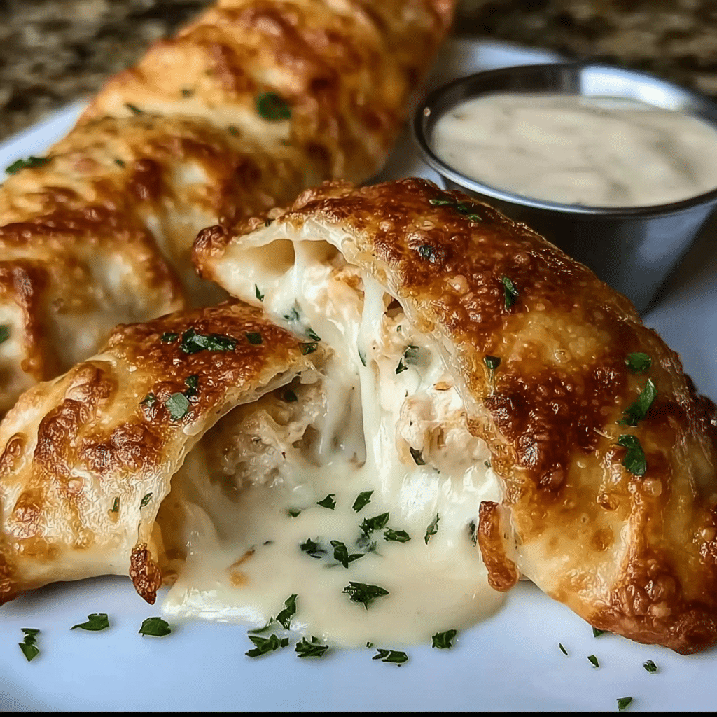 Air Fryer Chicken Alfredo Calzones