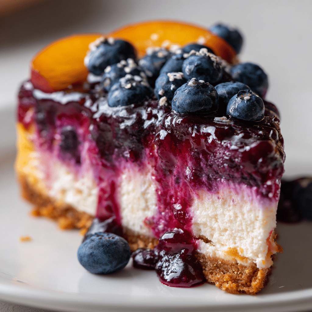 Blueberry Peach Cheesecake