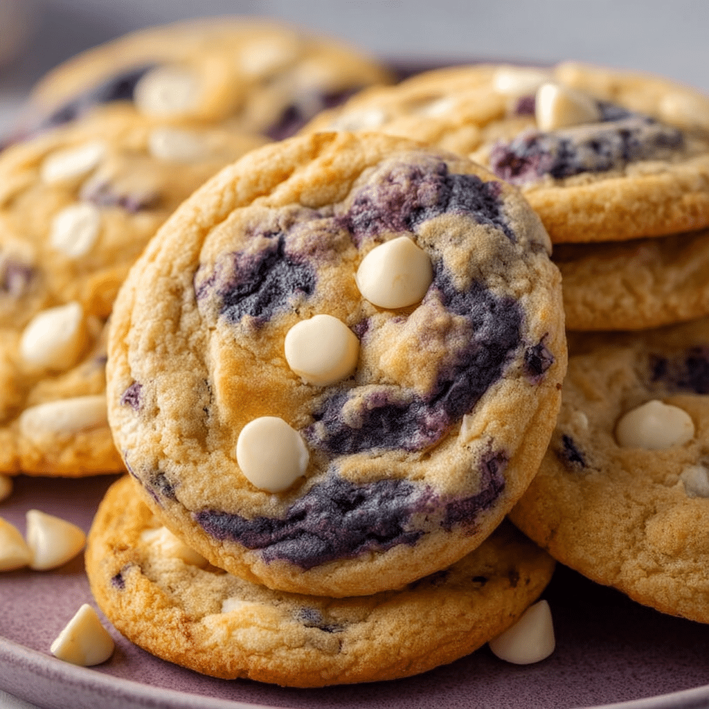 Blueberry White Chocolate Cookies with Swirl