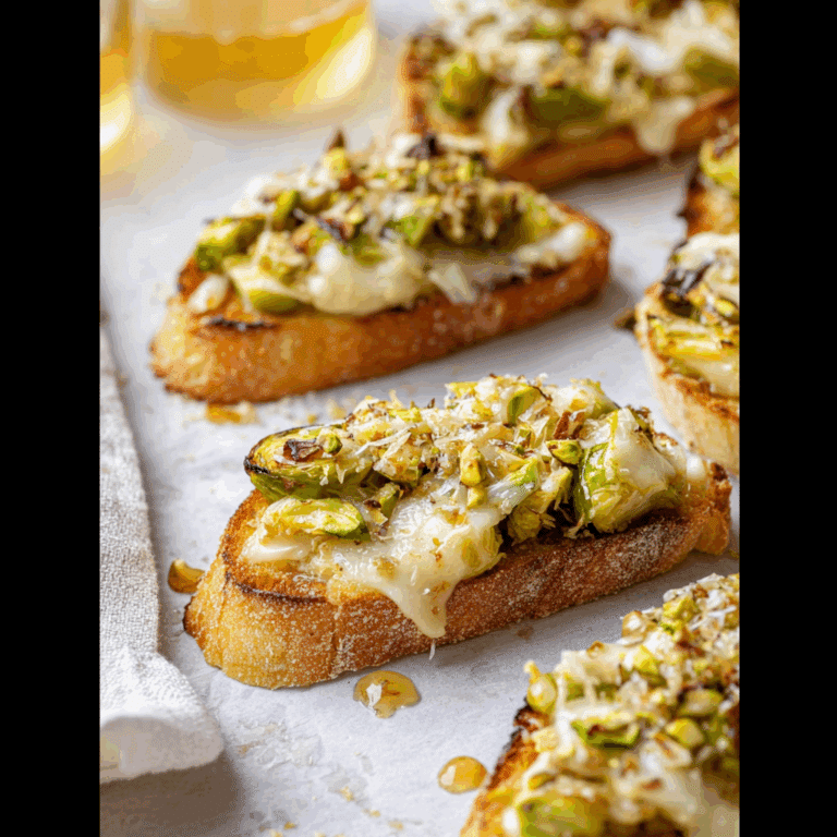 Brussels Sprouts Crostini with White Cheddar and Hot Honey