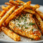 Garlic Parmesan Chicken with Crispy Fries