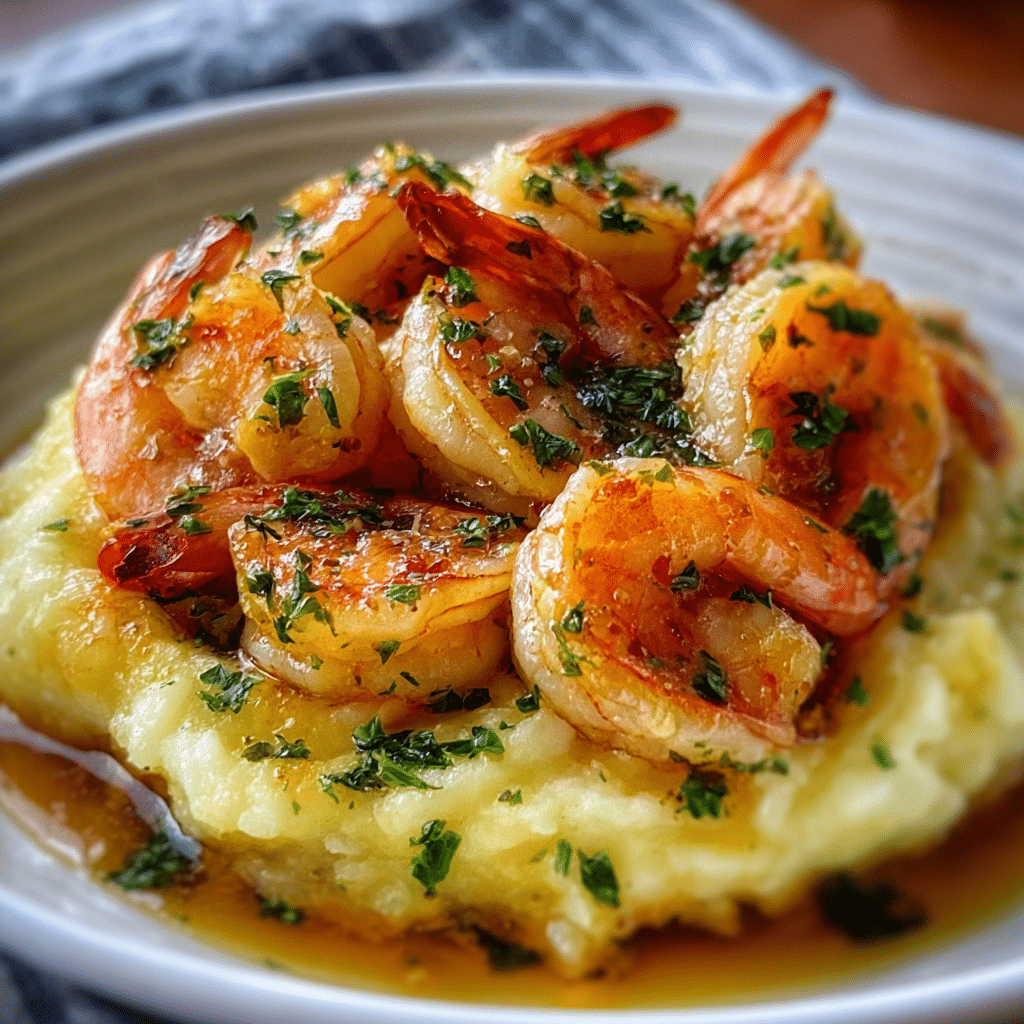 Garlic Shrimp with Mashed Potatoes