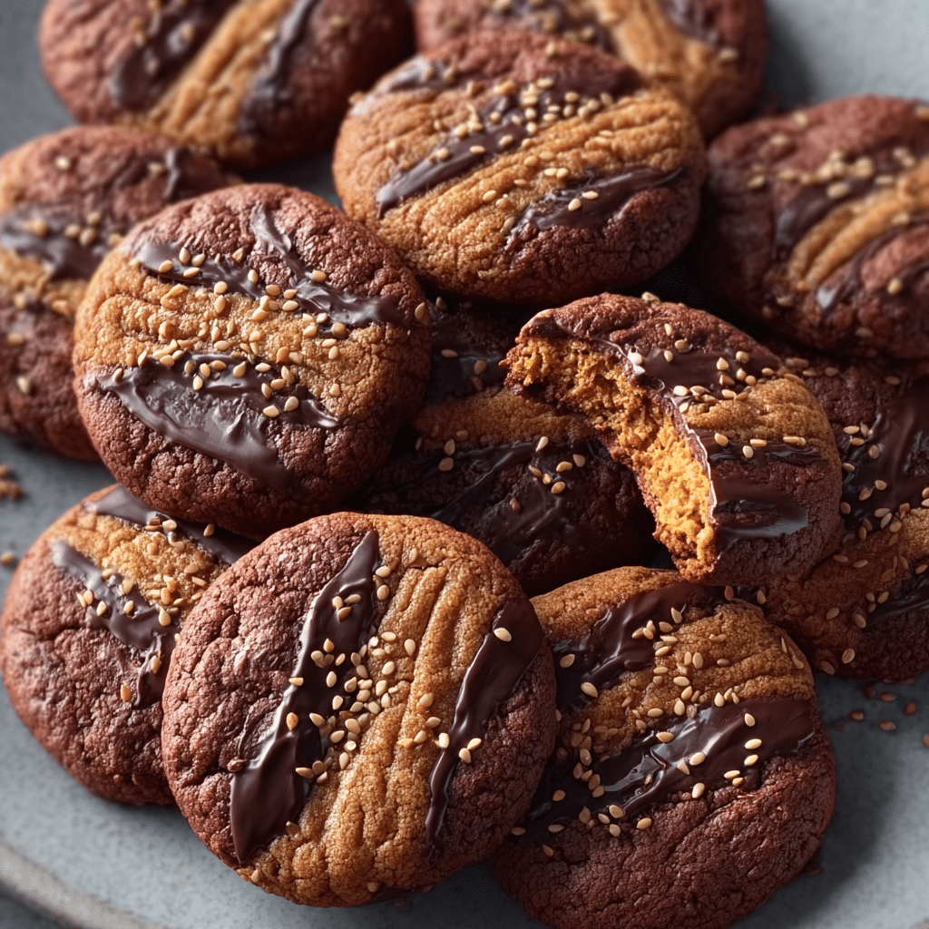 Miso Peanut Butter Cookies with Chocolate and Sesame Seeds