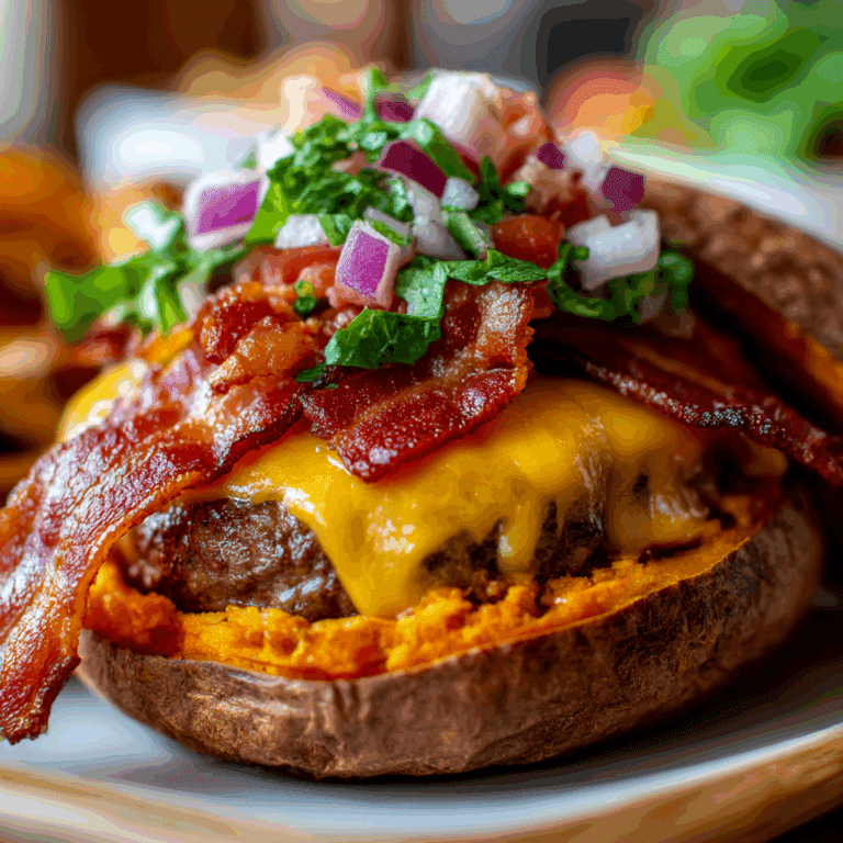 Bacon Cheeseburger Loaded Sweet Potato