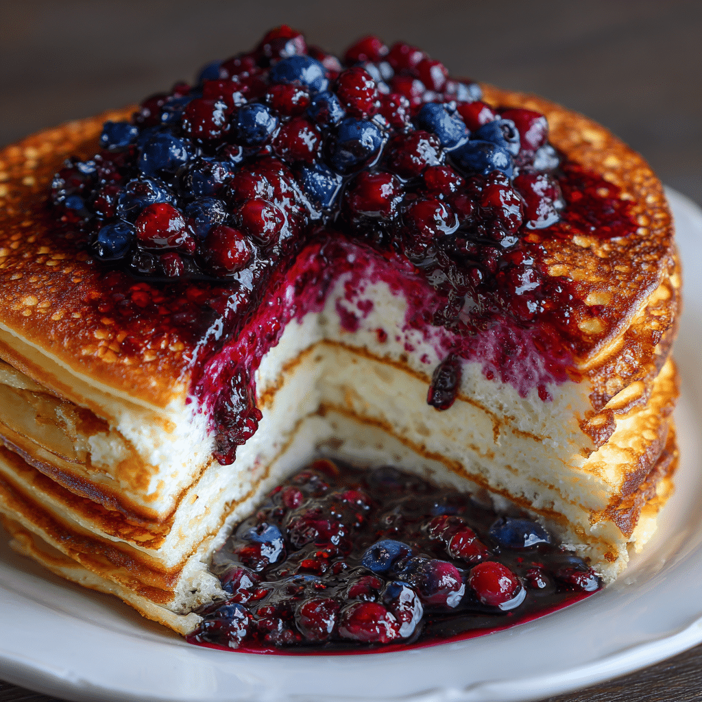 Cottage Cheese Pancake with Blueberry Collagen Jelly