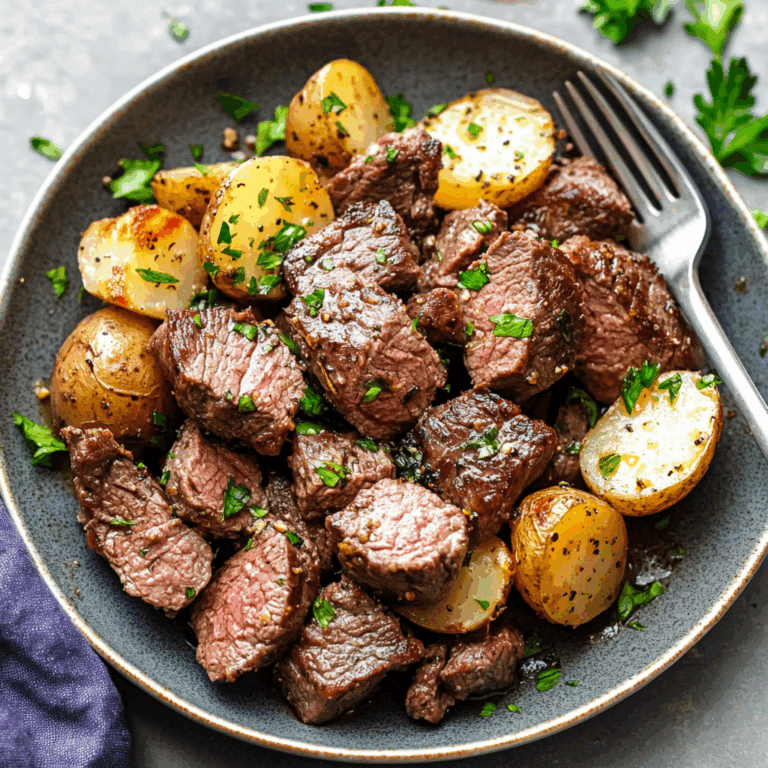 Garlic Butter Beef Bites with Potatoes