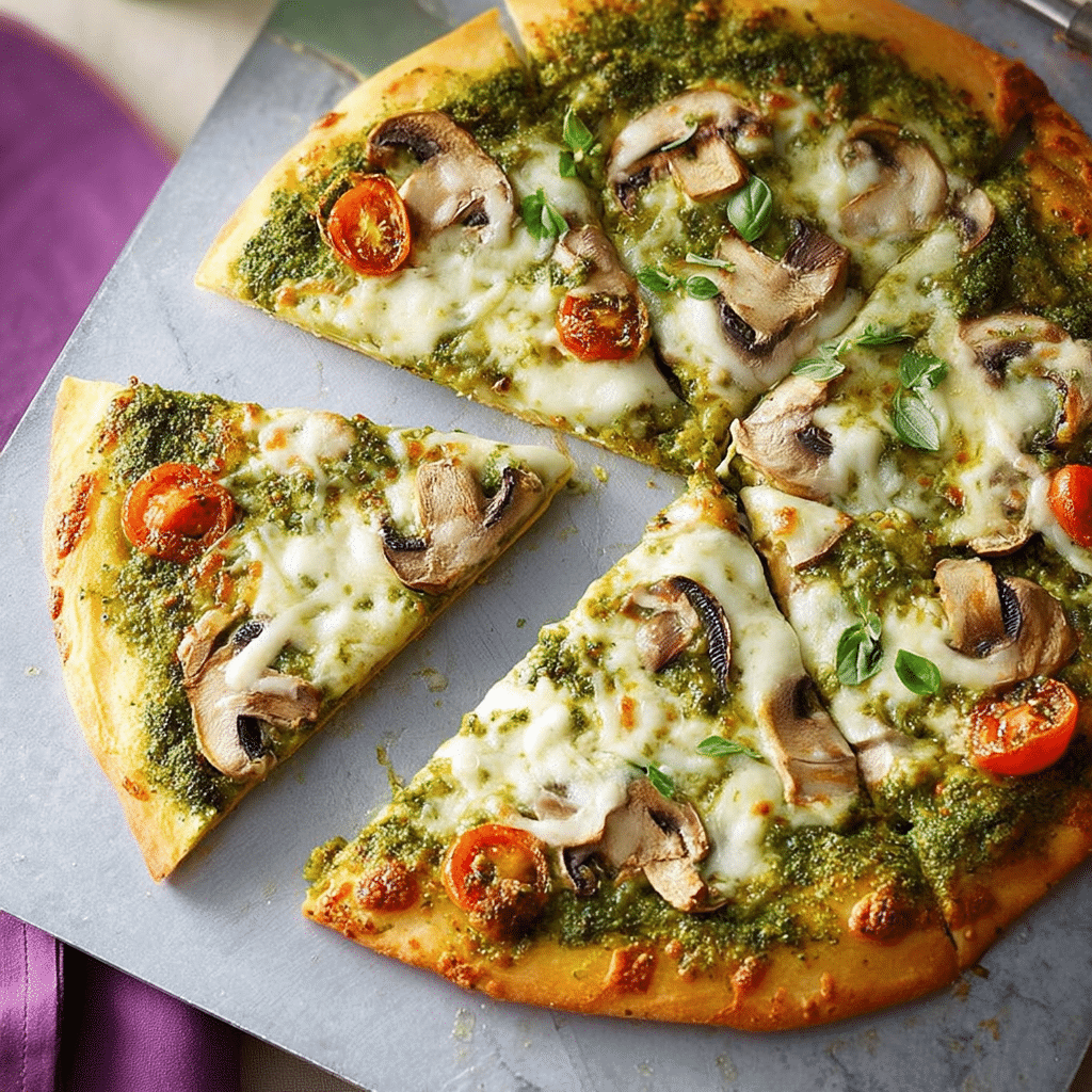 Pesto Pizza with Fresh Basil