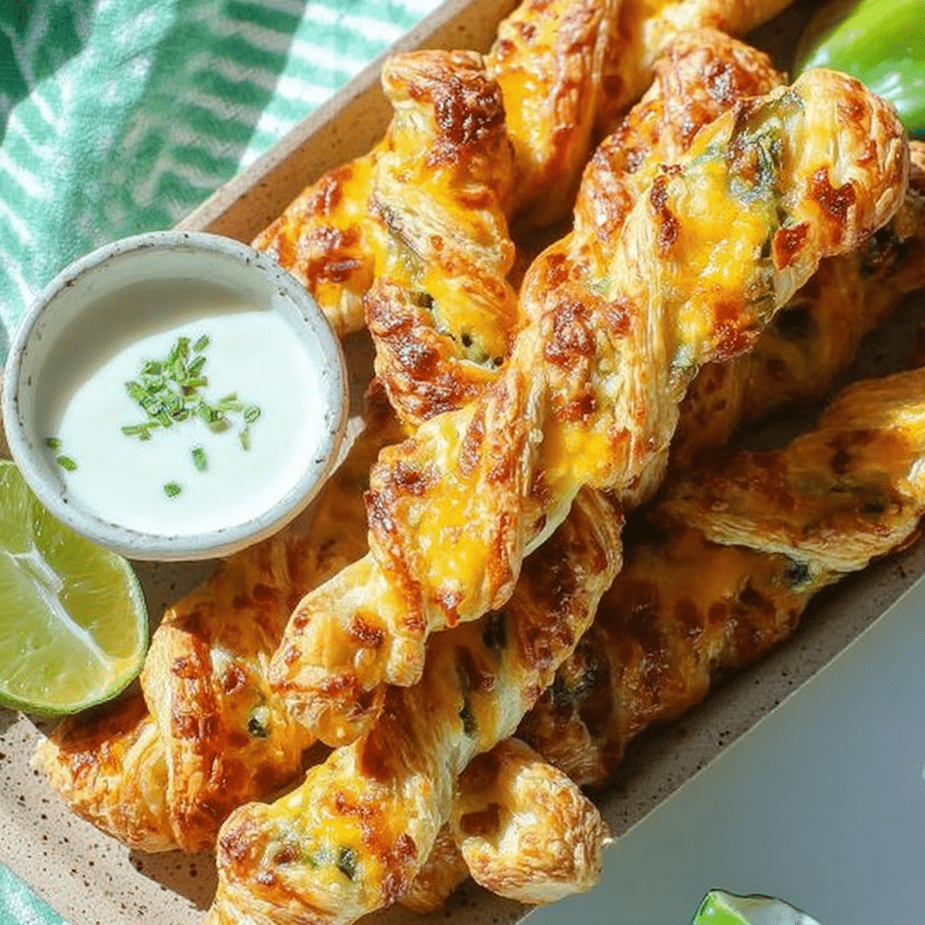 Super Bowl Jalapeño Popper Puff Pastry Twists