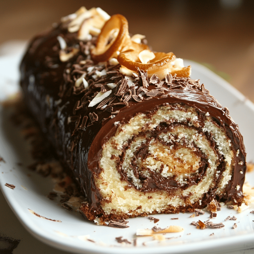 German Chocolate Cake Roll